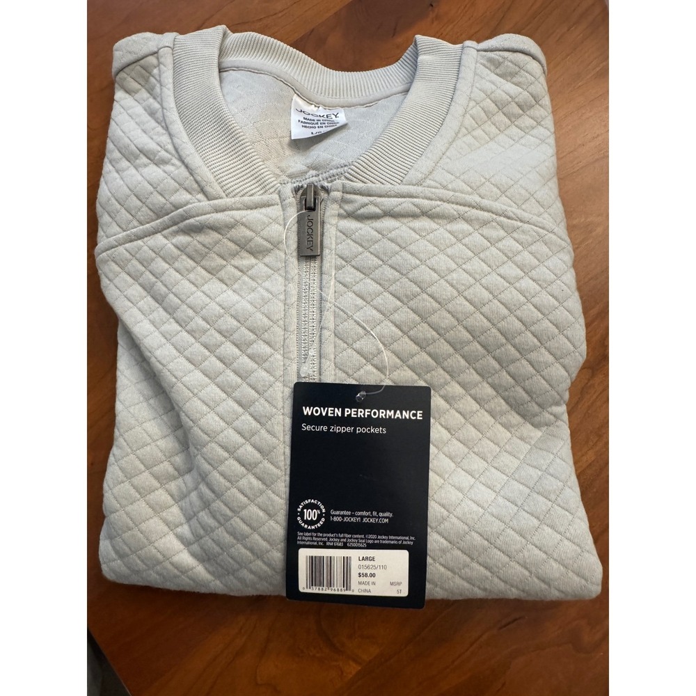 Jockey Woven Performance Quilted Full Zip Jacket Gray Large NWT 015625/110